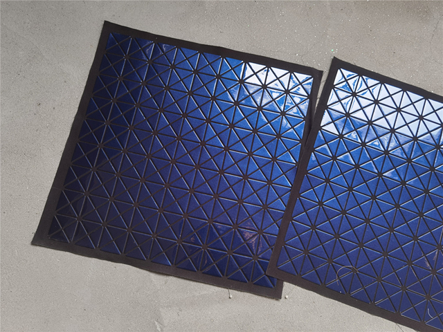 Niebieski skórzany materiał PVC imitujący styl Miyake z trójkątnymi lustrowymi odblaskowymi łatkami do samodzielnego modelowania ozdób rzemieślniczych, toreb, ubrań - Wianko - 8