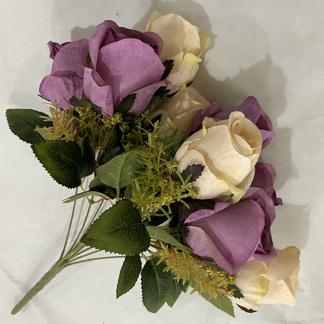 Głowice płatek śniegu Jade Bud - bukiet 9 róż sztucznych kwiatów wesele dekoracje stołu DIY kwiat sztuczny jedwabny roślina - Wianko - 13