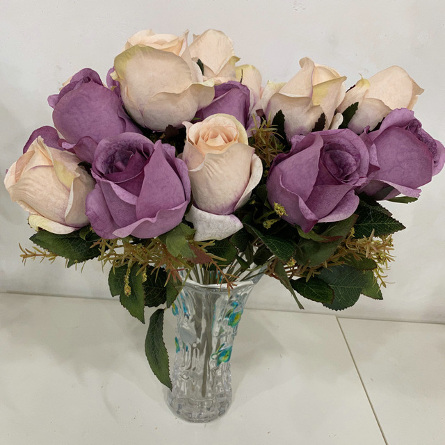Głowice płatek śniegu Jade Bud - bukiet 9 róż sztucznych kwiatów wesele dekoracje stołu DIY kwiat sztuczny jedwabny roślina - Wianko - 1