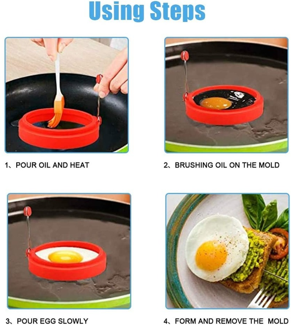 Pierścień do jajek i naleśników z formą na smażone omlety i jajka, wykonany z bezpiecznego, nietłukącego się silicone o wysokiej jakości spożywczej, losowy kształt - Wianko - 1