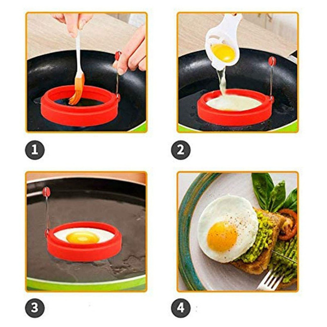 Pierścień do jajek i naleśników z formą na smażone omlety i jajka, wykonany z bezpiecznego, nietłukącego się silicone o wysokiej jakości spożywczej, losowy kształt - Wianko - 11