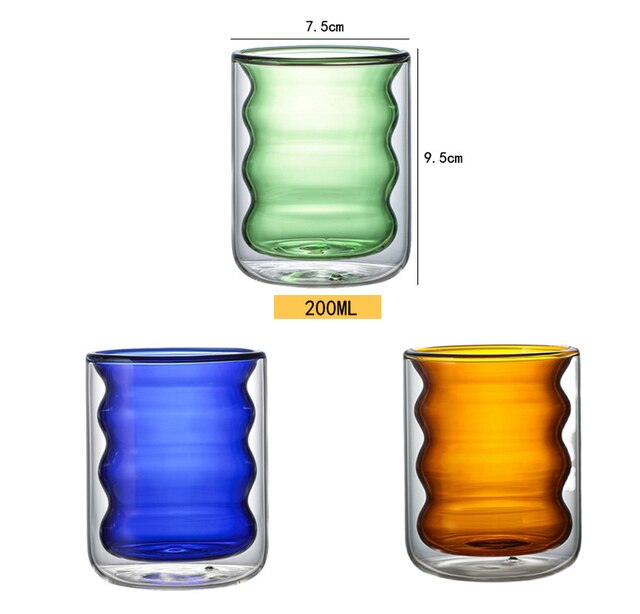 Podwójna warstwa kubek szklany - różne kolory, idealny do mleka, wina, herbaty, kawy, koktajli, soku - Wianko - 2