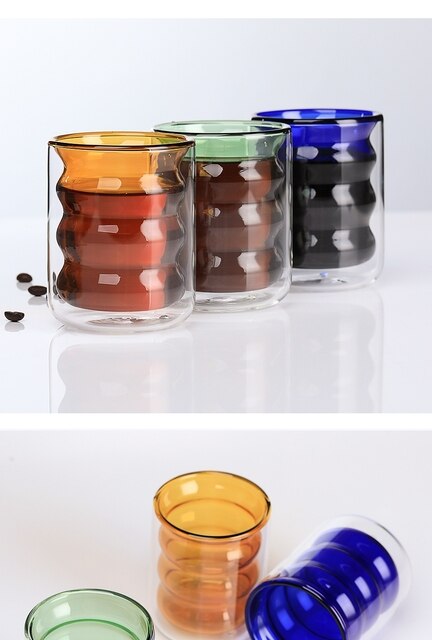 Podwójna warstwa kubek szklany - różne kolory, idealny do mleka, wina, herbaty, kawy, koktajli, soku - Wianko - 3
