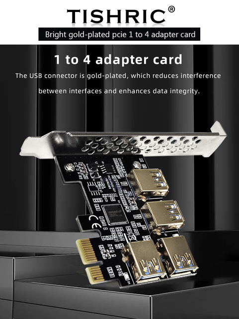 Mnożnik Pcie TISHRIC - PCI Express 1X 16X Riser 009s 010 USB 3.0 - 4/5/6/7 portów do wydobycia bitcoinów - Wianko - 28