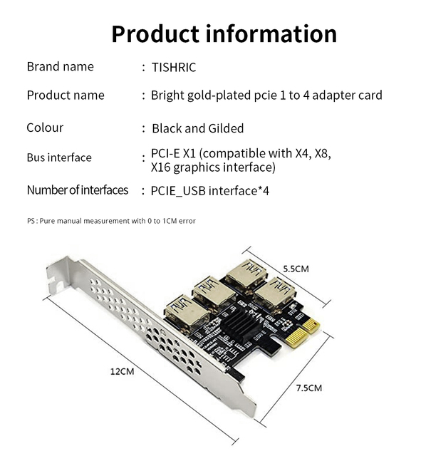Mnożnik Pcie TISHRIC - PCI Express 1X 16X Riser 009s 010 USB 3.0 - 4/5/6/7 portów do wydobycia bitcoinów - Wianko - 29