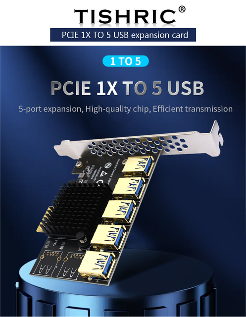 Mnożnik Pcie TISHRIC - PCI Express 1X 16X Riser 009s 010 USB 3.0 - 4/5/6/7 portów do wydobycia bitcoinów - Wianko - 19