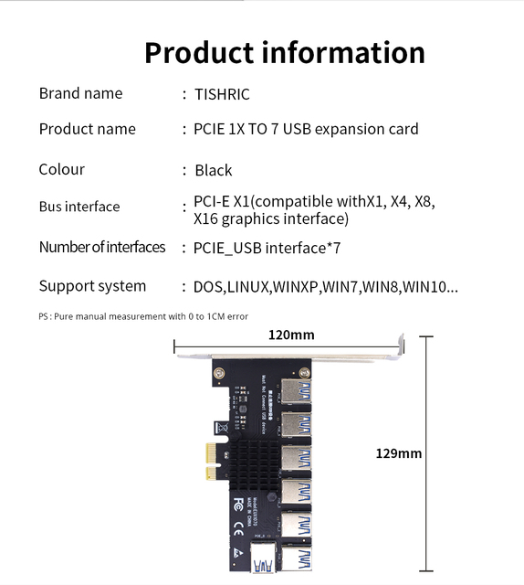 Mnożnik Pcie TISHRIC - PCI Express 1X 16X Riser 009s 010 USB 3.0 - 4/5/6/7 portów do wydobycia bitcoinów - Wianko - 2