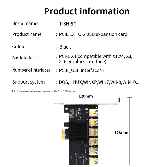Mnożnik Pcie TISHRIC - PCI Express 1X 16X Riser 009s 010 USB 3.0 - 4/5/6/7 portów do wydobycia bitcoinów - Wianko - 11