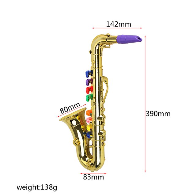 Złoty saksofon - instrument muzyczny dla dzieci, 8 kolorowych notatek - Wianko - 5