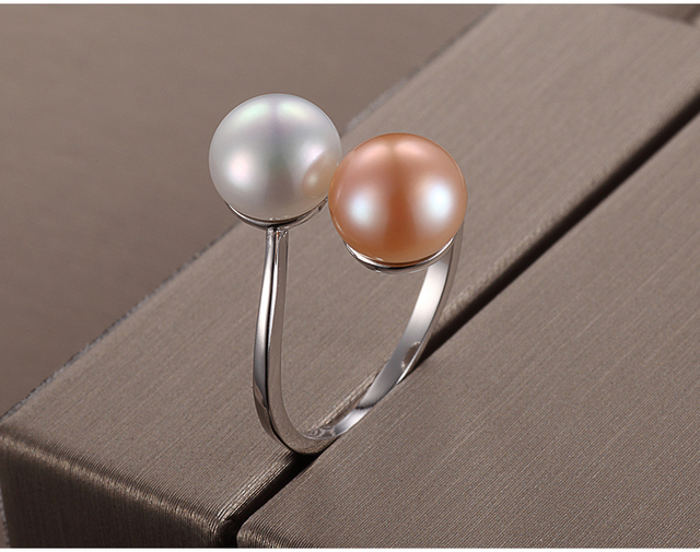 Pierścionek z dwiema naturalnymi słodkowodnymi hodowlanymi perłami - 3 kolory - Wianko - 25