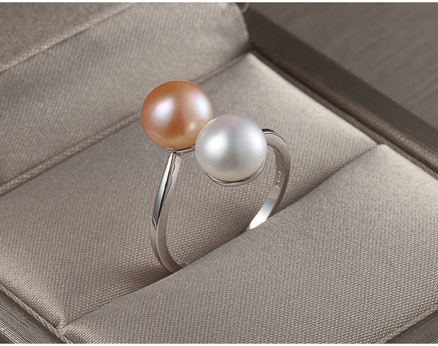 Pierścionek z dwiema naturalnymi słodkowodnymi hodowlanymi perłami - 3 kolory - Wianko - 24