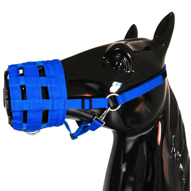 Profesjonalna osłona na usta dla konia z zagęszczoną niebieską wstążką i nylonowym wykończeniem - Wianko - 2