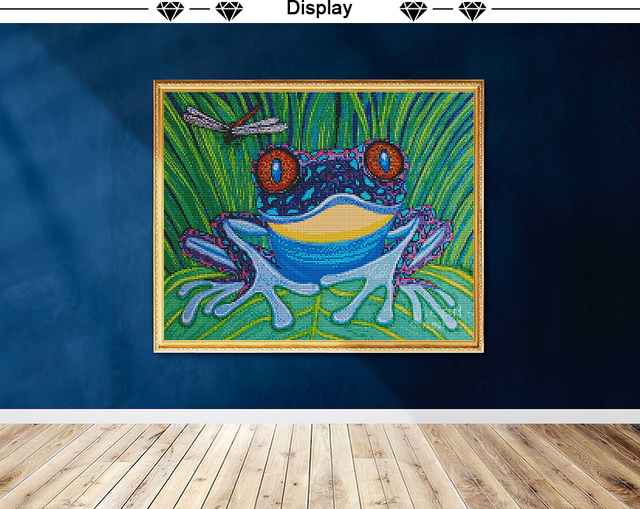 Zestaw do malowania diamentowego zwierzęta: żaba, kot, lenistwo, kameleon – pełny kwadrat i okrągły, mozaika z haftem diamentowym, ozdoba wnętrza - Wianko - 1