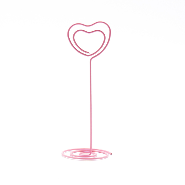 Karteczka na ślub w kształcie serca z klipsem do zdjęć - romantyczne flamingo jednorożec - stojak metalowy - kolor różowy - Wianko - 4
