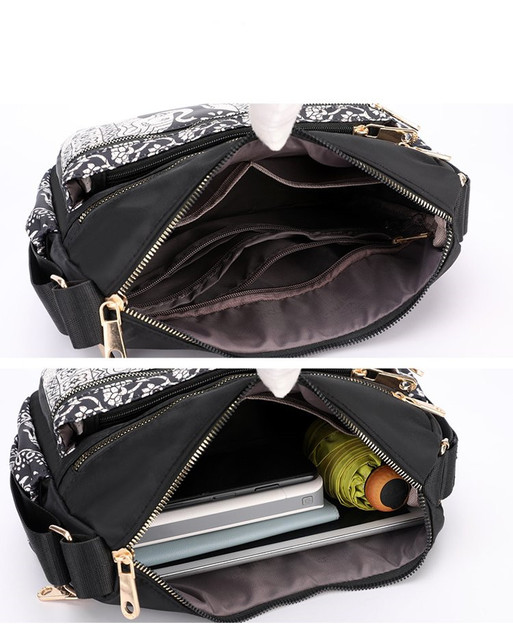 Nowa torba na ramię dla kobiet - codzienny nadruk, wielo-zamki, casual, nylon - Wianko - 3