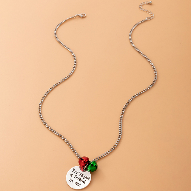 Nowoczesny naszyjnik w kształcie litery z dzwonkami dla kobiet - srebrny kolor z metalowego stopu, retro biżuteria bożonarodzeniowa - Wianko - 4
