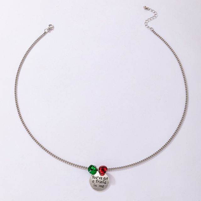 Nowoczesny naszyjnik w kształcie litery z dzwonkami dla kobiet - srebrny kolor z metalowego stopu, retro biżuteria bożonarodzeniowa - Wianko - 5