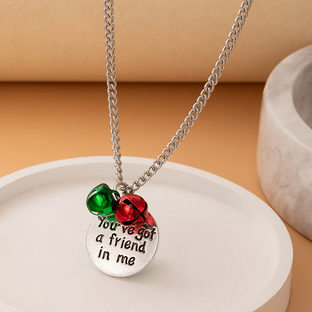 Nowoczesny naszyjnik w kształcie litery z dzwonkami dla kobiet - srebrny kolor z metalowego stopu, retro biżuteria bożonarodzeniowa - Wianko - 3