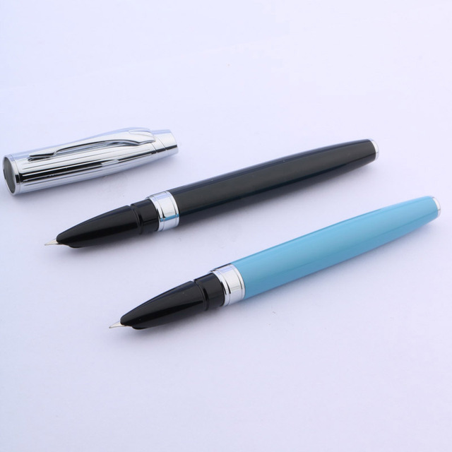 Pióro wieczne Baoer 100 z wysoką jakością, klipsem srebrnym i stalówką w kolorze czarnym lub niebieskim do pisania w biurze i szkole - Wianko - 1