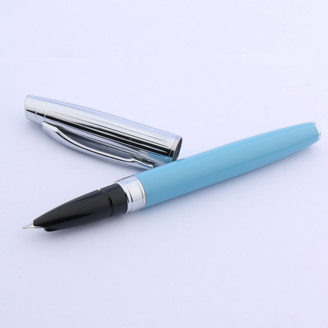 Pióro wieczne Baoer 100 z wysoką jakością, klipsem srebrnym i stalówką w kolorze czarnym lub niebieskim do pisania w biurze i szkole - Wianko - 2