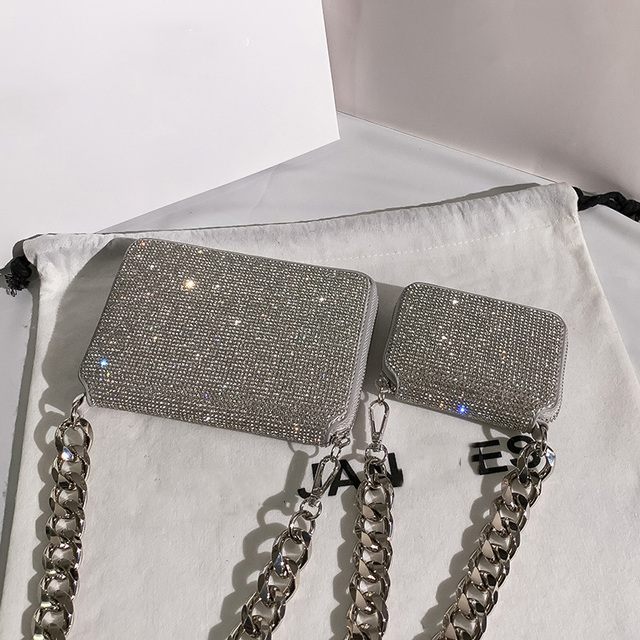 Nowa mała torba kwadratowa kobiety marki [BXX] z łańcuchem, diamentami i fala wiosną 2022 - torba na ramię osobowościowa Crossbody GF1719 - Wianko - 4