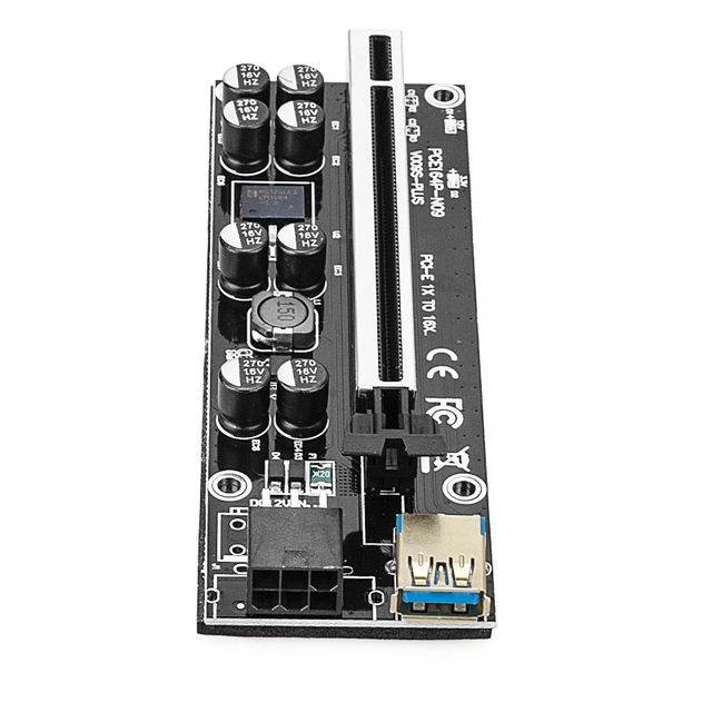 Riser Card RGeek Ver009s Plus PCIE USB 3.0 PCI-E 1x 4x 8x 16x Extender Adapter z kablem zasilającym SATA 15pin na 6-pinowy - Wianko - 2