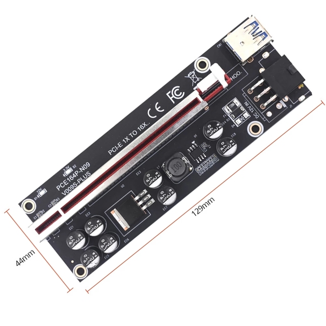 Riser Card RGeek Ver009s Plus PCIE USB 3.0 PCI-E 1x 4x 8x 16x Extender Adapter z kablem zasilającym SATA 15pin na 6-pinowy - Wianko - 3