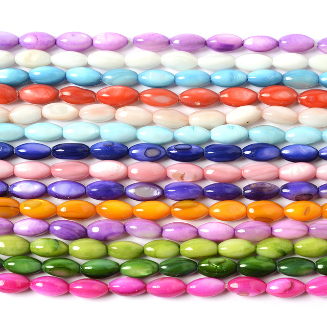 40 sztuk koraliki jednokolorowe naturalne masa perłowa 9x5mm do tworzenia biżuterii DIY Craft - Wianko - 3