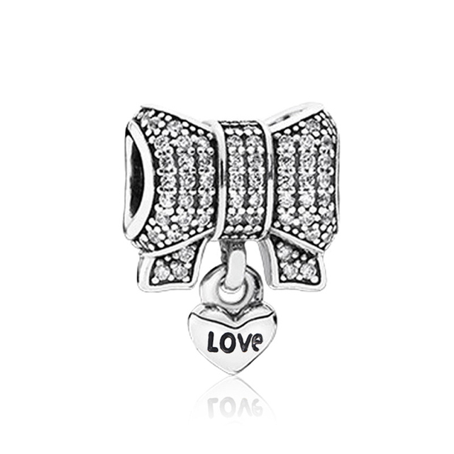 Wisiorek Fit Pan Charms - bransoletka koraliki DIY z kryształowymi Bow Knot i sercem dla kobiet - list miłości - Wianko - 64