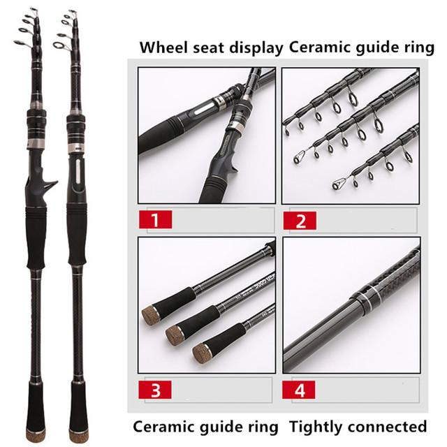 Teleskopowa wędka węglowa 1.8m-3.3m do spinningu, ultra lekka, dla podróżników, woda morska, bass, pstrąg - Wianko - 5