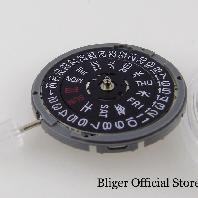 Nowy, automatyczny zegarek NH36A z 24 klejnotami, wyświetlaczem dnia tygodnia, białym/czarnym podwójnym kołem daty i częściami ze stali (21600BPH) - Wianko - 7