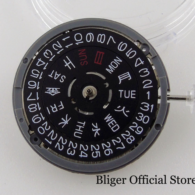 Nowy, automatyczny zegarek NH36A z 24 klejnotami, wyświetlaczem dnia tygodnia, białym/czarnym podwójnym kołem daty i częściami ze stali (21600BPH) - Wianko - 4
