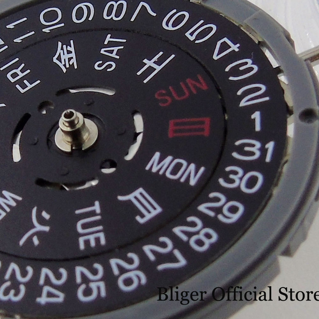 Nowy, automatyczny zegarek NH36A z 24 klejnotami, wyświetlaczem dnia tygodnia, białym/czarnym podwójnym kołem daty i częściami ze stali (21600BPH) - Wianko - 9