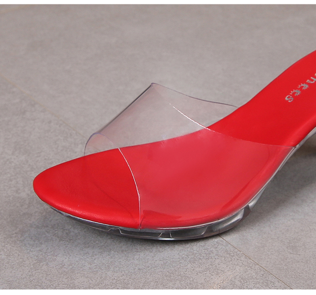 Kapcie letnie na cienkich wysokich obcasach z kryształami - lekki i seksowny design (6cm/MOD), przezroczyste sandały dla kobiet - kobiece buty na każdą okazję - Wianko - 16
