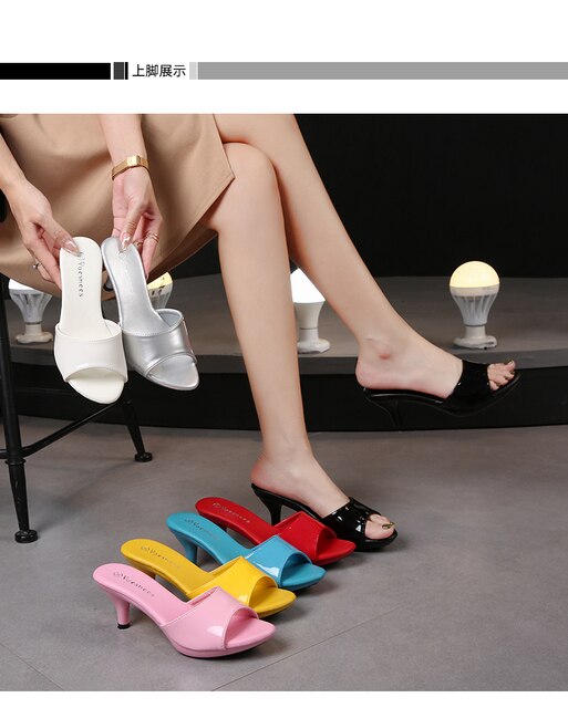 Kapcie letnie na cienkich wysokich obcasach z kryształami - lekki i seksowny design (6cm/MOD), przezroczyste sandały dla kobiet - kobiece buty na każdą okazję - Wianko - 20
