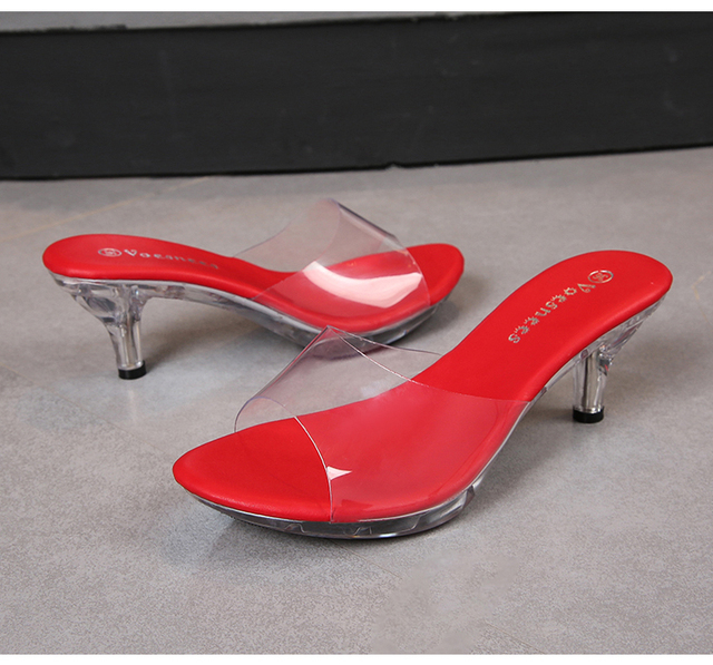 Kapcie letnie na cienkich wysokich obcasach z kryształami - lekki i seksowny design (6cm/MOD), przezroczyste sandały dla kobiet - kobiece buty na każdą okazję - Wianko - 15