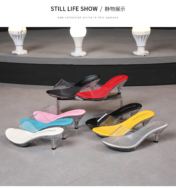 Kapcie letnie na cienkich wysokich obcasach z kryształami - lekki i seksowny design (6cm/MOD), przezroczyste sandały dla kobiet - kobiece buty na każdą okazję - Wianko - 12