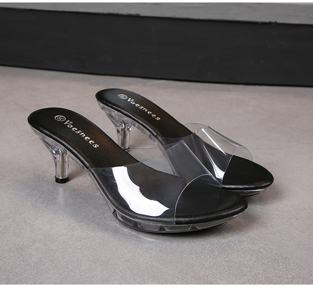 Kapcie letnie na cienkich wysokich obcasach z kryształami - lekki i seksowny design (6cm/MOD), przezroczyste sandały dla kobiet - kobiece buty na każdą okazję - Wianko - 13