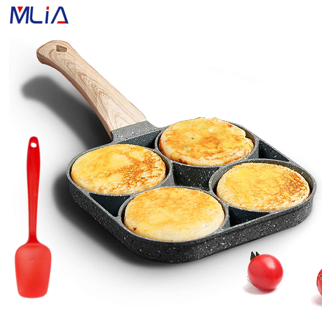 Czterootworowa patelnia bez przywierania do jajek i omletów z gęstą powłoką, idealna do smażenia naleśników, steków, szynki i gotowania jajek - naczynie kuchenne do robienia śniadania - Wianko - 1
