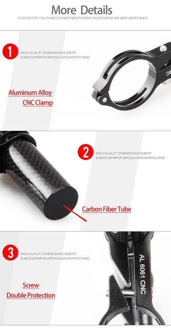 Przedłużka kierownicy rowerowej GUB 202 Carbon Fiber 20cm - uchwyt telefonu, lampa i stojak rowerowy - Wianko - 8