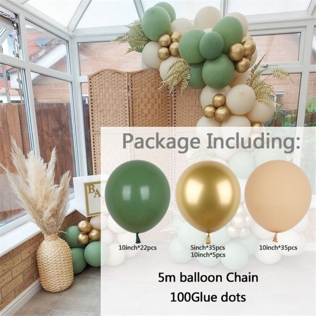 Zestaw 99 dziecięcych balonów na przyjęcie bociankowe Garland Arch DIY - złoto awokado, zielony - ślub, urodziny - balony dekoracyjne - Wianko - 2