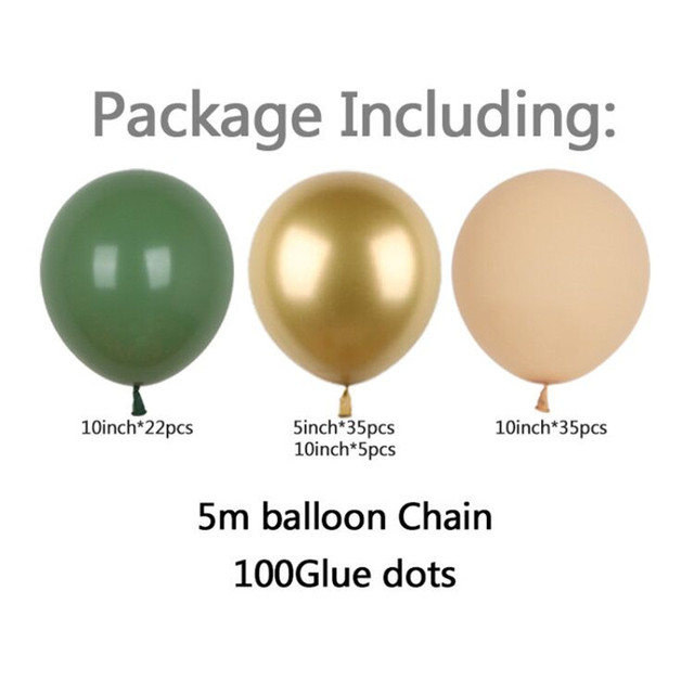 Zestaw 99 dziecięcych balonów na przyjęcie bociankowe Garland Arch DIY - złoto awokado, zielony - ślub, urodziny - balony dekoracyjne - Wianko - 5
