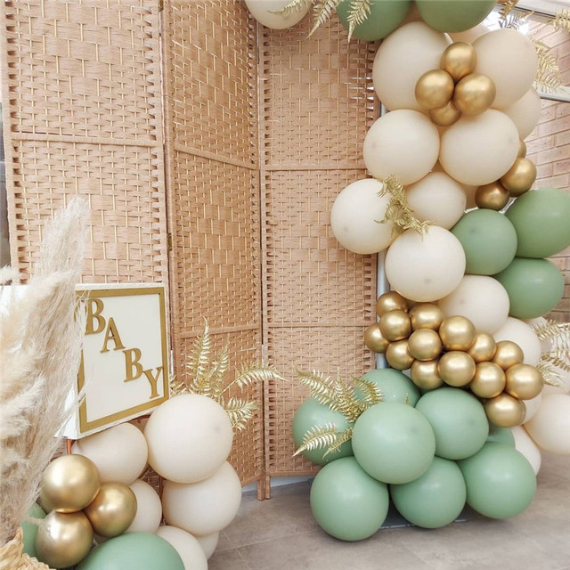 Zestaw 99 dziecięcych balonów na przyjęcie bociankowe Garland Arch DIY - złoto awokado, zielony - ślub, urodziny - balony dekoracyjne - Wianko - 3