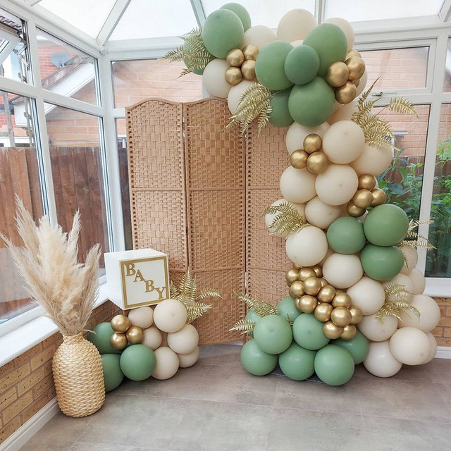 Zestaw 99 dziecięcych balonów na przyjęcie bociankowe Garland Arch DIY - złoto awokado, zielony - ślub, urodziny - balony dekoracyjne - Wianko - 4