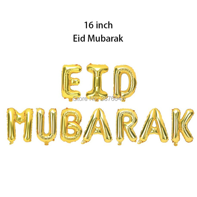 Dekoracja na święto Eid Mubarak: Balon z motywem islamu, muzułmanina, nowy rok festival, jasne złoto, srebro, konfetti, folia, gwiazda i drukowany baner - Wianko - 4
