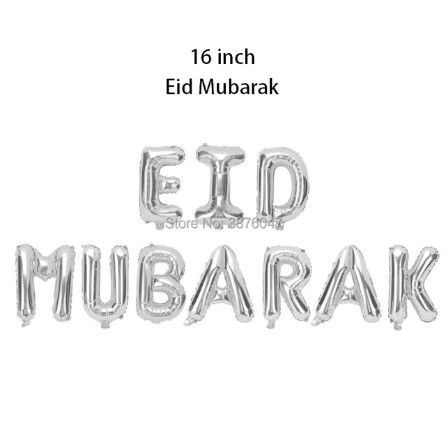 Dekoracja na święto Eid Mubarak: Balon z motywem islamu, muzułmanina, nowy rok festival, jasne złoto, srebro, konfetti, folia, gwiazda i drukowany baner - Wianko - 8