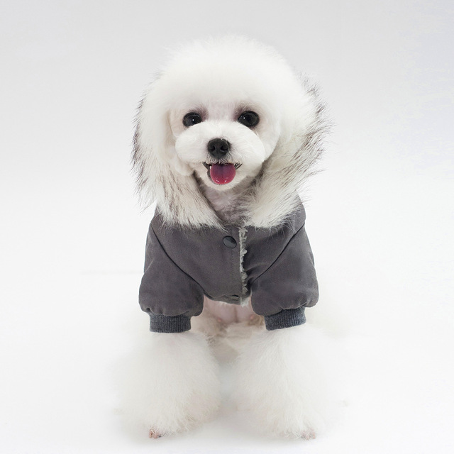 Płaszcz zimowy dla psa, prosta konstrukcja, dwie stopy, kapturem, rozmiary S-XXL, super ciepła i miękka, wyściełana bawełniana kurtka dla psa - Wianko - 11