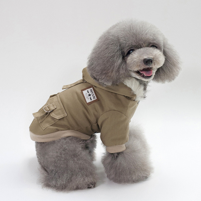 Płaszcz zimowy dla psa, prosta konstrukcja, dwie stopy, kapturem, rozmiary S-XXL, super ciepła i miękka, wyściełana bawełniana kurtka dla psa - Wianko - 9