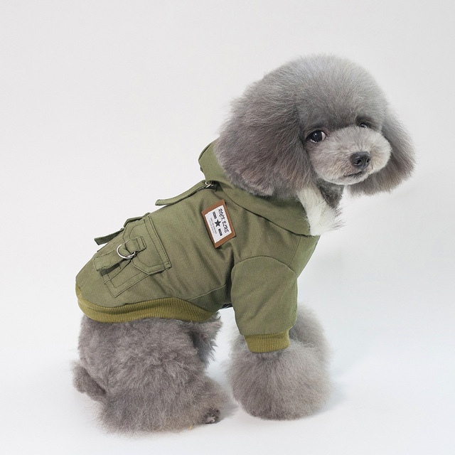 Płaszcz zimowy dla psa, prosta konstrukcja, dwie stopy, kapturem, rozmiary S-XXL, super ciepła i miękka, wyściełana bawełniana kurtka dla psa - Wianko - 8
