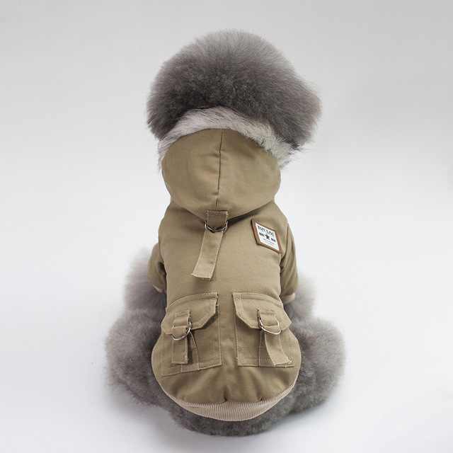Płaszcz zimowy dla psa, prosta konstrukcja, dwie stopy, kapturem, rozmiary S-XXL, super ciepła i miękka, wyściełana bawełniana kurtka dla psa - Wianko - 10